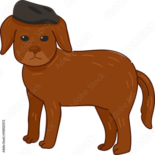 Dog with Beret – Cute Cartoon Fashion Dog Vector