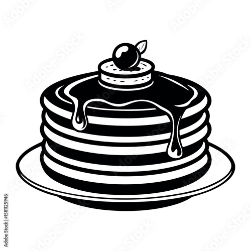 A Stack Of Pancakes On A Simple Plate Clean Vector