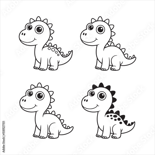 Adorable Baby Dinosaur Coloring Page – Printable Cartoon Dino Template