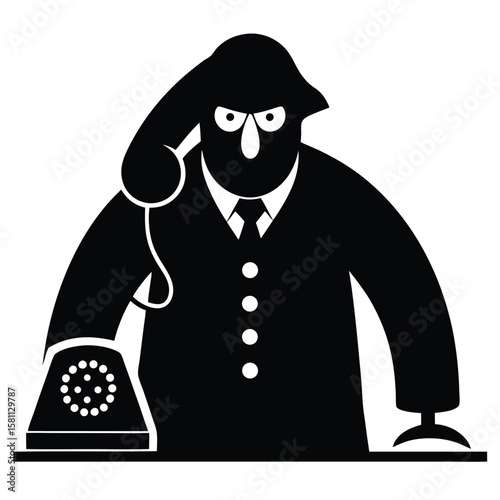 silhouette Phone scam on white background