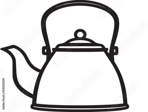 Modern tea kettle illustration in line icon style