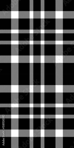 India pattern tartan textile, cowboy plaid fabric vector. School texture seamless background check in black and white colors.