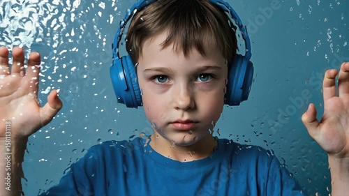 Autistic Child Boy Breaking Glass Barrier Video Footage Scene Overcoming Sensory and Social Isolation