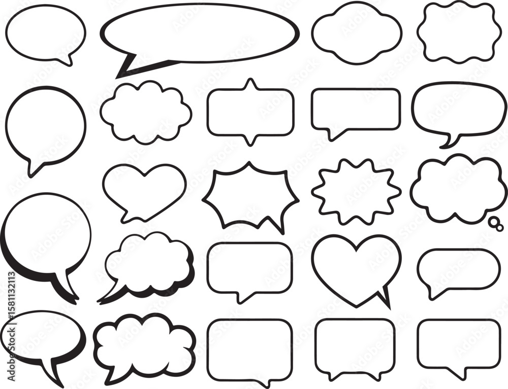 Fototapeta premium Collection of Cartoon Speech Bubbles in Various Shapes