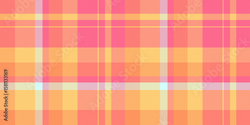 Vibrant pastel plaid pattern in peach and yellow tones.  Perfect for textile designs, website backgrounds, or adding a cheerful, summery feel to your projects.