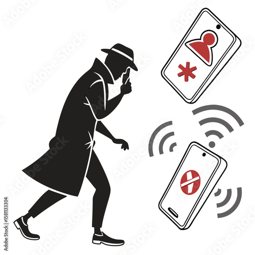 silhouette Phone scam on white background