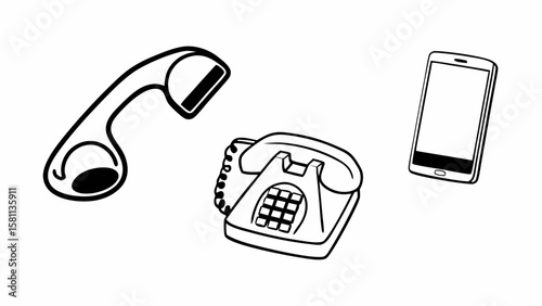 Black vector phone icon: a symbol for call and communication technology