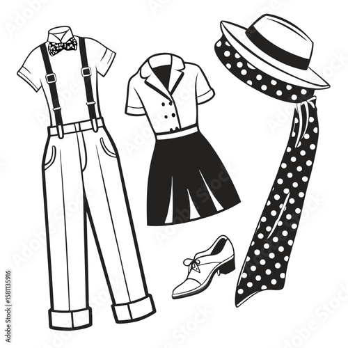 Vintage 1940s Fashion Retro Clothing Illustrations of Classic Styles