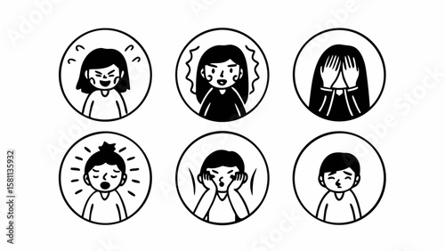 Cartoon vector illustration of people and family icons