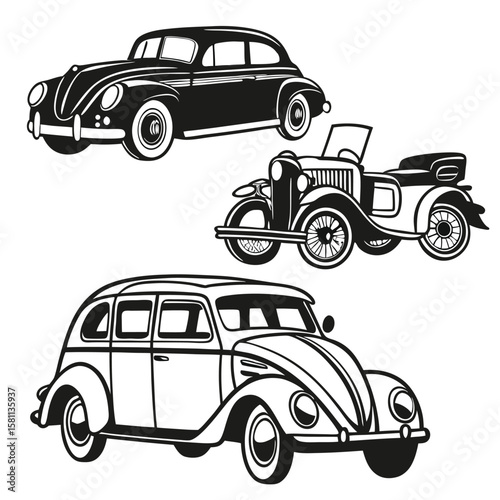Classic Vintage Cars A Collection of Retro Automobile Illustrations
