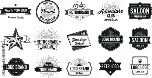 Collection of vintage badge designs for brand identity and logos