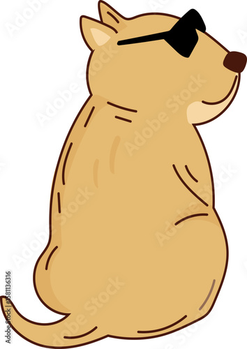 Sitting Dog from Behind – Cute Cartoon Fashion Dog Vector