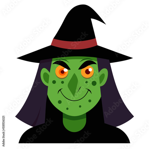 halloween witch with a broom