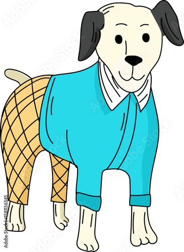 Dog in Blue Jacket – Cute Cartoon Fashion Dog Vector