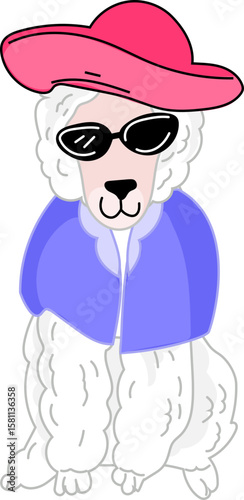 Dog in Pink Hat and Glasses – Cute Cartoon Fashion Dog Vector