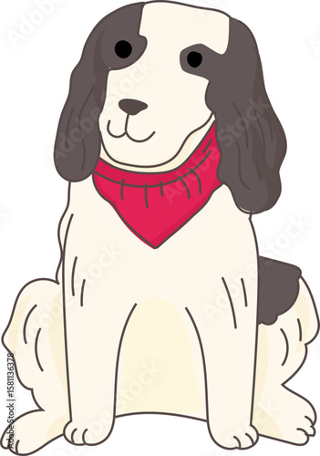 Spaniel with Red Bandana – Cute Cartoon Fashion Dog Vector