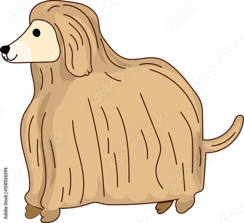 Long Hair Dog in Coat – Cute Cartoon Fashion Dog Vector