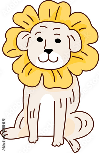 Lion Mane Dog Costume – Cute Cartoon Fashion Dog Vector