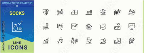 Socks icon set. Containing cloth, man, clothing, sock, stocking and more. Stockings linear icon collection. Icons for UI design. Editable vector art and illustration.