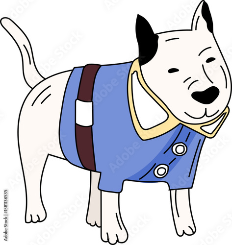 Dog in Blue Outfit – Cute Cartoon Fashion Dog Vector