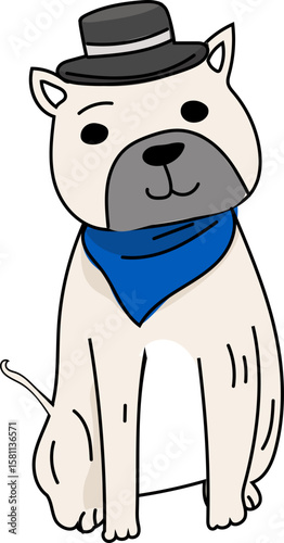 Bulldog with Blue Bandana – Cute Cartoon Fashion Dog Vector