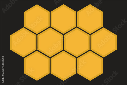 Seamless yellow honeycomb pattern with hexagonal cells and beeswax texture