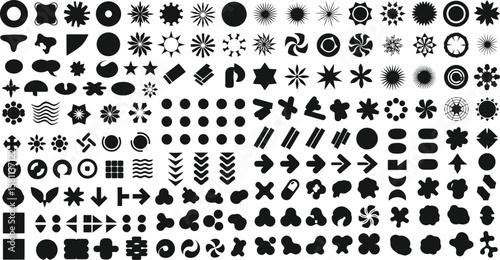 Vector set of abstract shapes and design elements for creative projects.