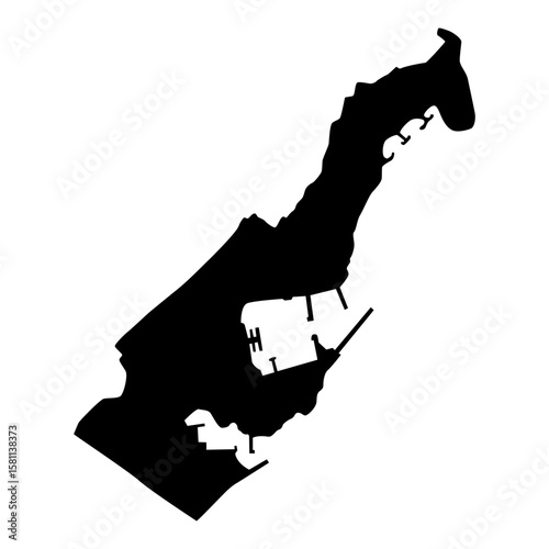 Vector map of Monaco, a country in Western Europe. Detailed black silhouette, isolated on white background.