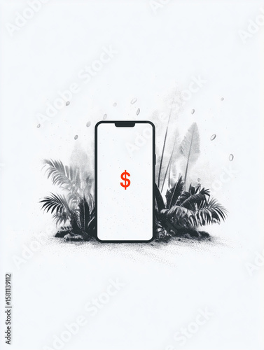 money sign on the smartphone