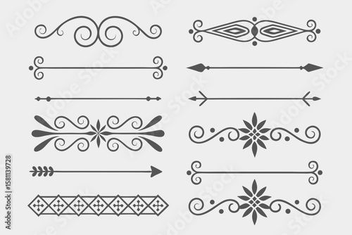 Elegant ornamental dividers vector collection with vintage decorative lines and classic flourishes.
