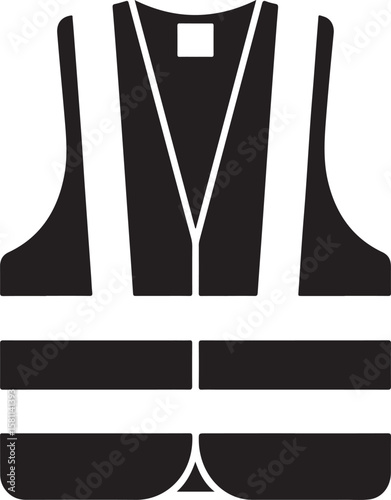 High visibility safety vest with reflective strips icon silhouette