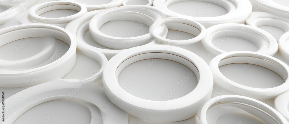 Abstract White Circles: A 3D Render of Interlocking Rings Abstract White Circles: A 3D Render of Interlocking Rings