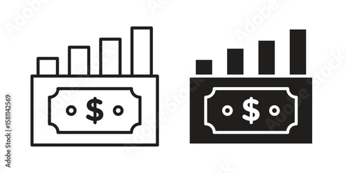 capital gain icon. Stroke and Glyph pictogram. Vector illustration on white background