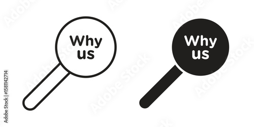 Why us icon. Stroke and Glyph pictogram. Vector illustration on white background
