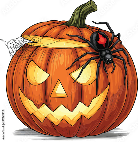 Web Halloween Characters Pumpkin Skull Witch Vampire Spooky Season