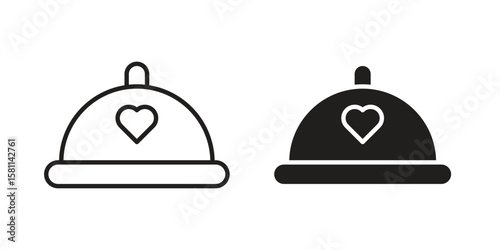 Wedding dinner icon. Stroke and Glyph pictogram. Vector illustration on white background