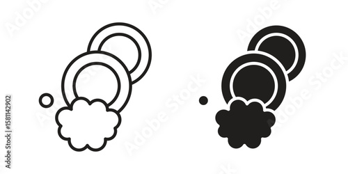 Washing dishes icon. Stroke and Glyph pictogram. Vector illustration on white background