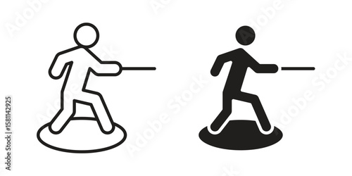 Wakeboarding icon. Stroke and Glyph pictogram. Vector illustration on white background