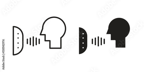 Voice control icon. Stroke and Glyph pictogram. Vector illustration on white background