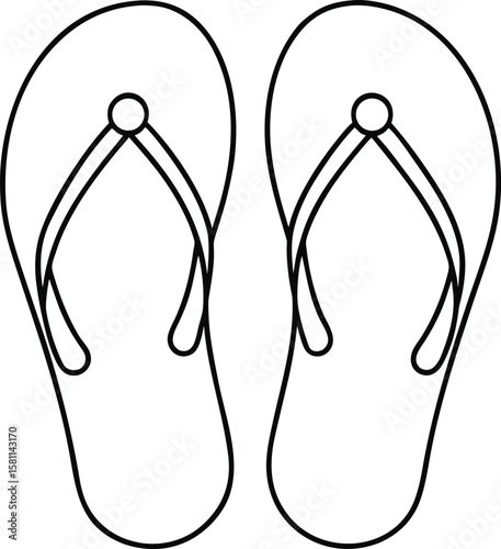 flip-flop or flip flop outline vector Illustration on transparent background