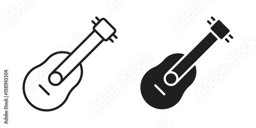 Ukulele icon. Stroke and Glyph pictogram. Vector illustration on white background