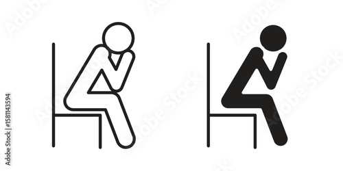 Tired person icon. Stroke and Glyph pictogram. Vector illustration on white background