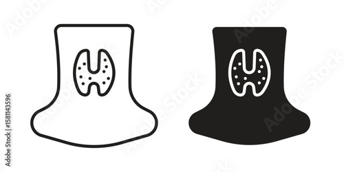 Thyroid icon. Stroke and Glyph pictogram. Vector illustration on white background