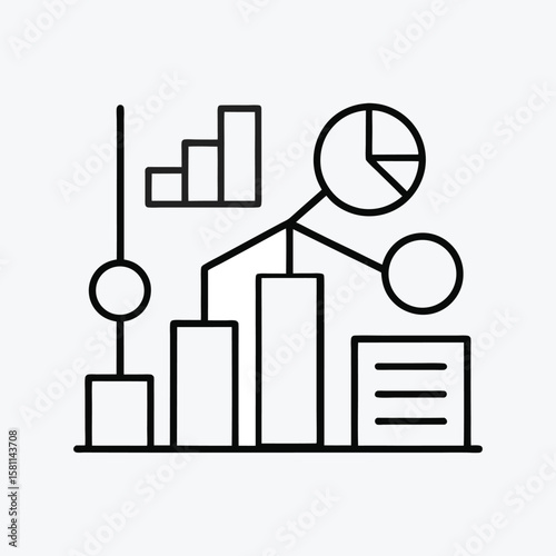 Business analytics and data visualization infographic elements isolated on white background