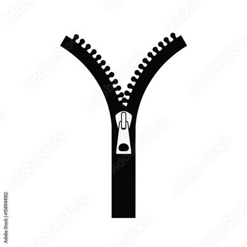 Illustration of a black lightning bolt on a transparent background, graphic design concept