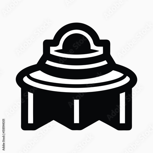 Stylized black silhouette of a flying saucer ufo isolated on white background