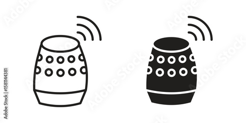 Smart speaker icon. Stroke and Glyph pictogram. Vector illustration on white background