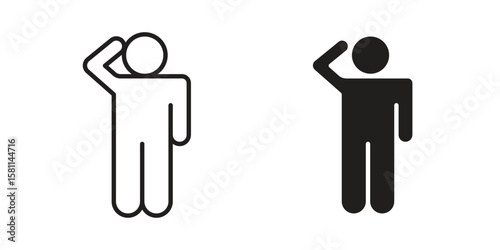 Salute icon. Stroke and Glyph pictogram. Vector illustration on white background