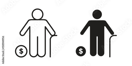 Retirement icon. Stroke and Glyph pictogram. Vector illustration on white background