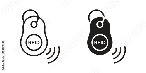 RFID key tag icon. Stroke and Glyph pictogram. Vector illustration on white background